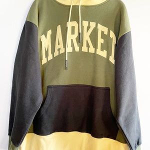 Market Arc Chinatown Graphic Hoodie Yellow Green Rare NWOT Mens Size Large